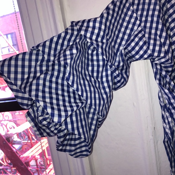 NWOT puff sleeve gingham wrap top, medium - Picture 4 of 7